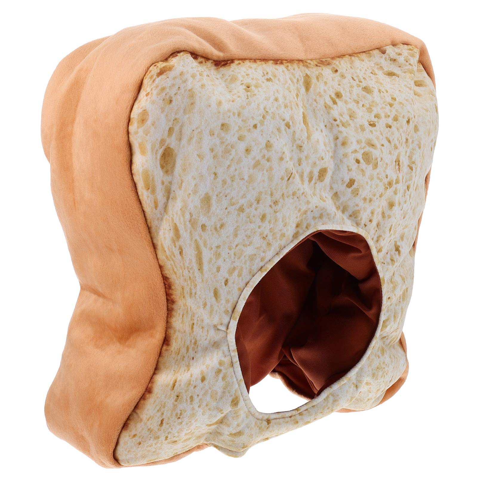 Amosfun Funny Toast Bread Hat - Warm Plush Cap, Selfie Props, Costume Accessory for Party and Role Play, 36 x 32 x 13 cm