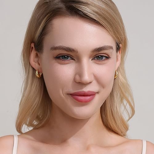 Miniatura 7 de Aretes de aro de oro, mini arracadas, chapados en oro de 14 quilates o chapado en rodio, aretes de aro con gemas de circonita cúbica, aretes de aro