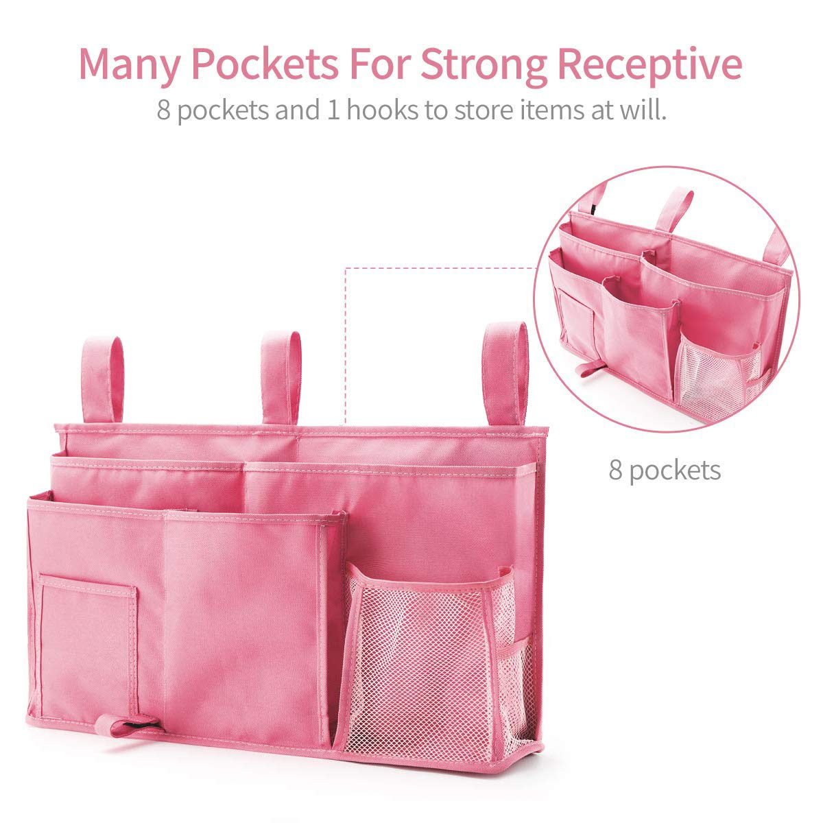 Bseash Organizzatore per letto a castello, borsa di immagazzinamento per letto a 8 tasche, per letto universitario, letto d'ospedale, sponde per letto per bambini, tessuto Oxford 600D