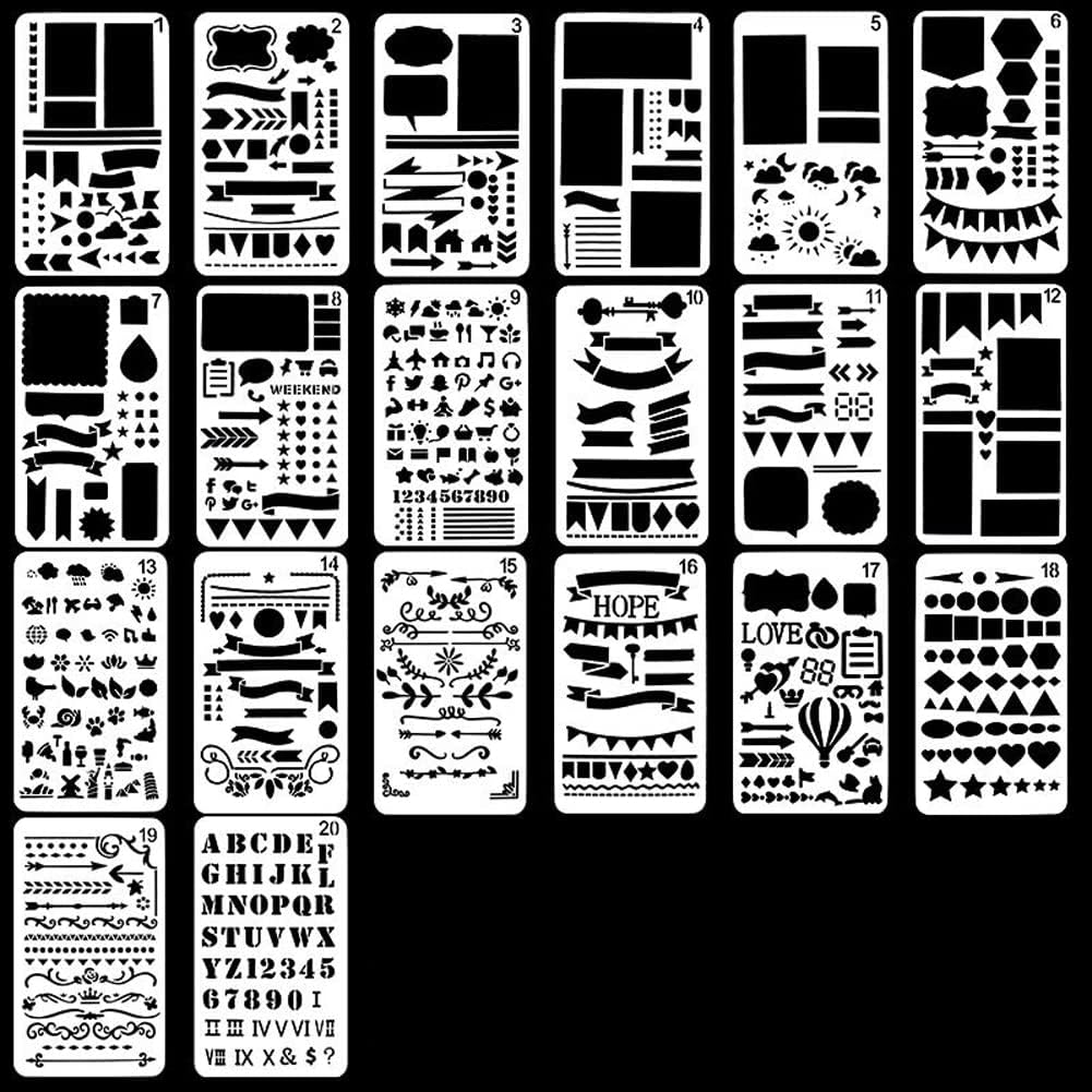 Mr. Pen Journaling Stencil, 12 Pack, Stencils, 4x7 Inch
