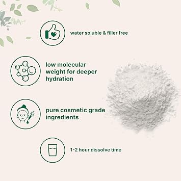 Hyaluronic Acid Serum Powder, 100 Grams | Low Molecular Weight, Cosmetics Grade | Skin Hydration and Moisture Support Supplements | Vegan, Water Soluble (Within 2 Hours)