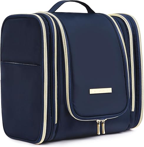 ByYear Neceser de viaje con gancho para colgar, resistente al agua, bolsa de cosméticos para maquillaje, organizador de viaje para accesorios,, Azul