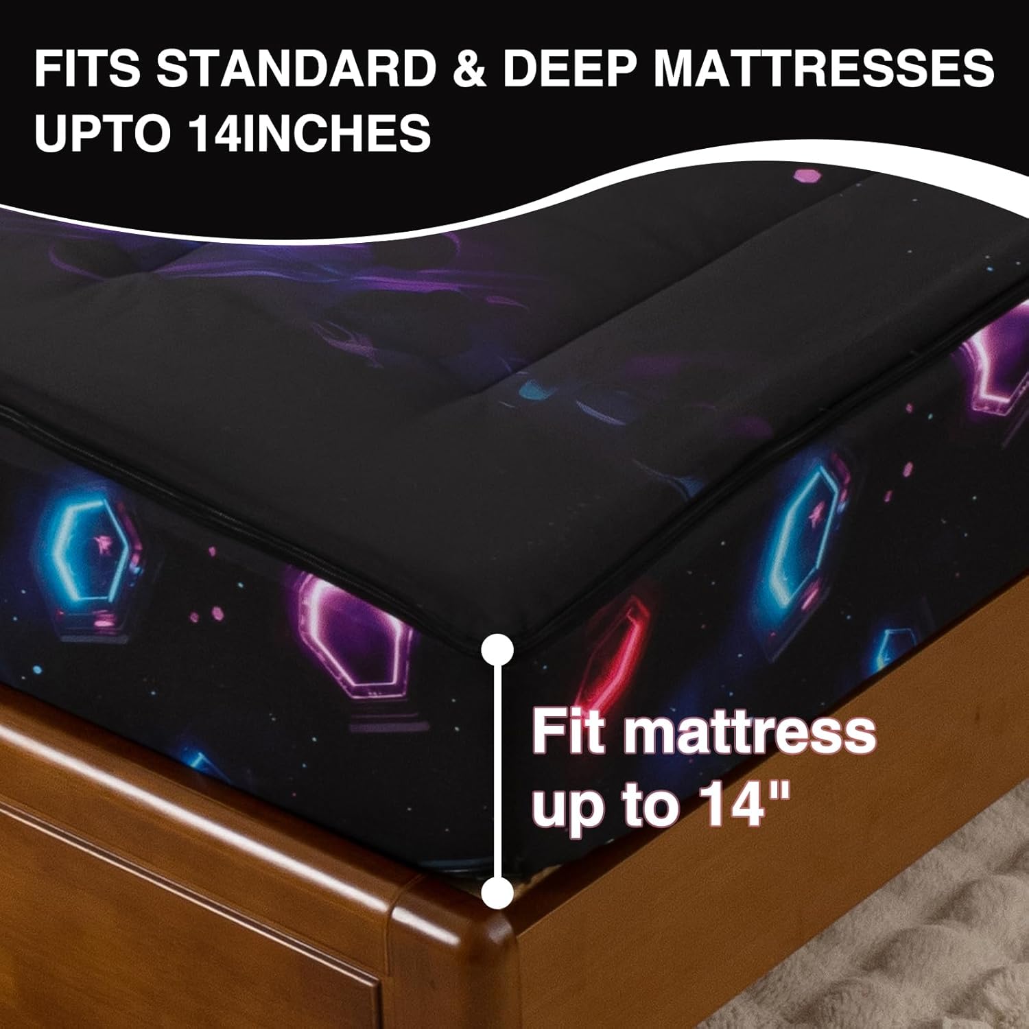 A Nice Night Kids Game Console Zippered Comforter Set - Zipper Bedding for Boys Outer Space Gaming Galaxy Theme, Twin - Image 7