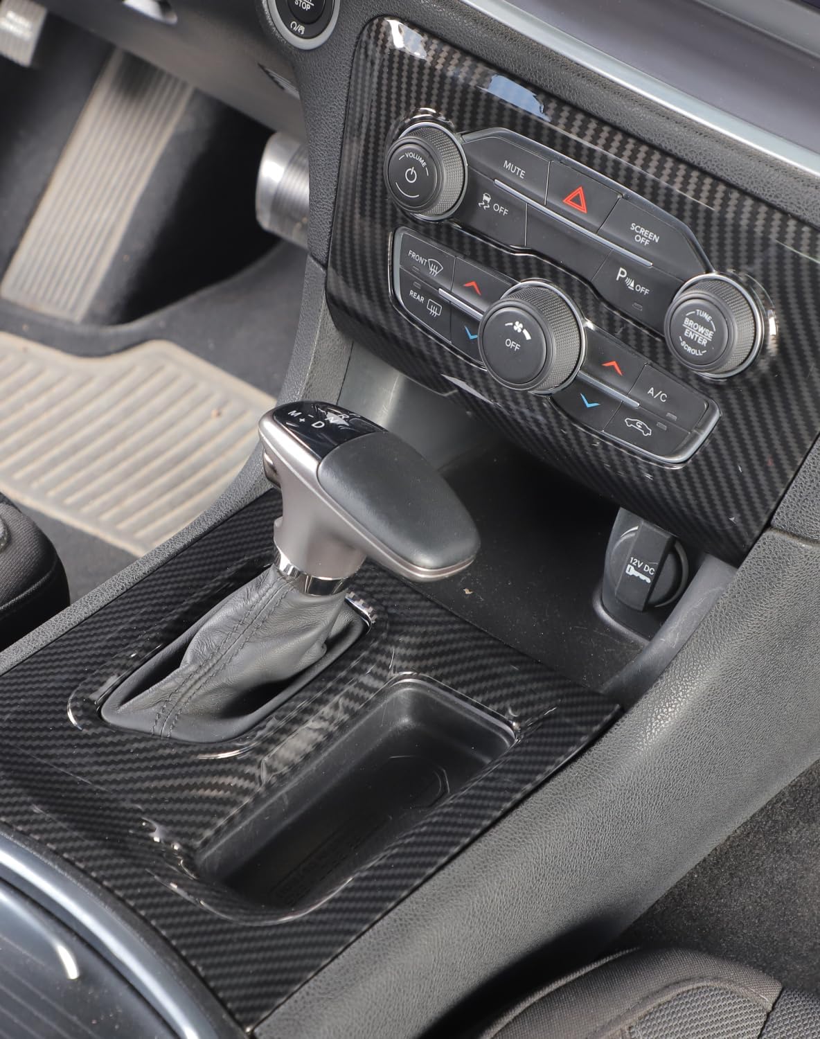 Voodonala for Dodge Charger 2015-2023 Center Console Air Condition Panel Cover with Gear Panel Cover Compatible with Dodge Charger 2015-2023 (Carbon Fiber Black,ABS,2Pcs/Set)
