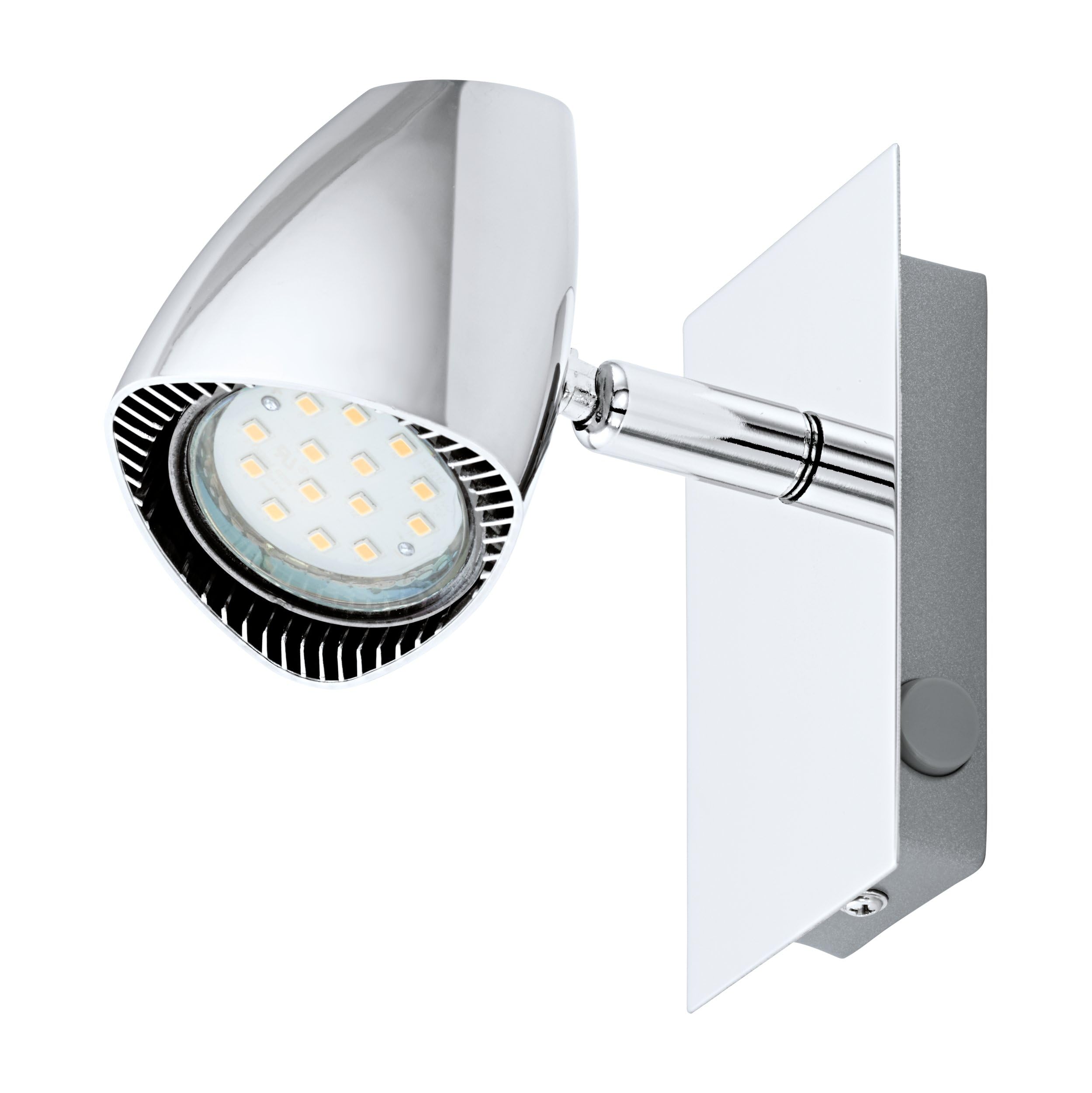 Eglo Chrome Corbera Led Wall Light Metal And Plastic Wall Spotlight With Switch Living Room Lamp Spot Including Gu10 Bulb Warm White