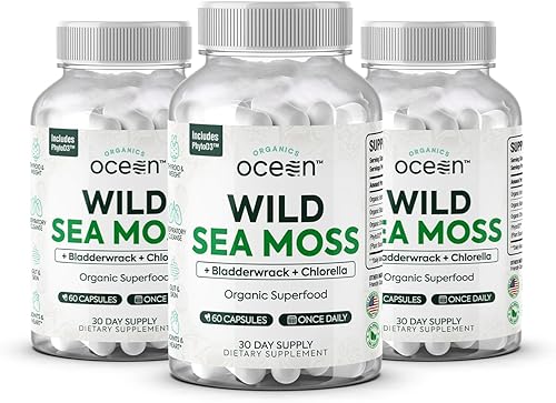 Miniatura 8 de Cápsulas de musgo marino salvaje orgánico de Organics Ocean - Musgo marino irlandés 100% orgánico con clorella orgánica, fucus y vitamina D