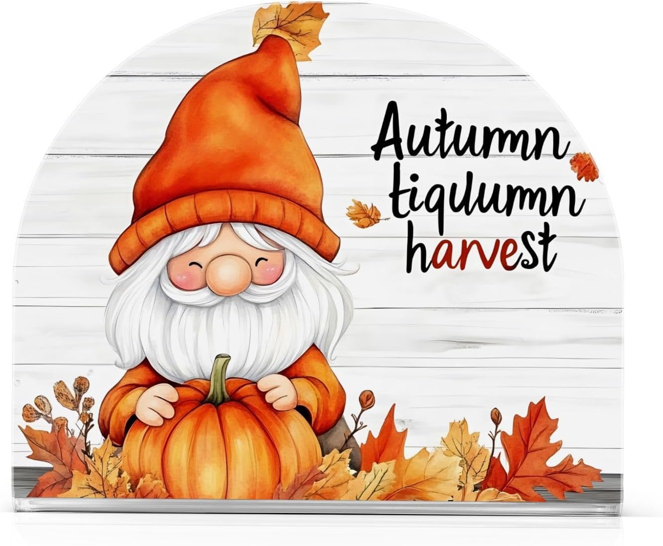 Napkin Holder, Clear Acrylic Paper Napkin Holders Cute Gnome Holding A Pumpkin and Fall Leaves Tissue Box Dispenser Stand Tabletop Space Saver Upright Napkin Towel Holders for Kitchen Restaurant Home