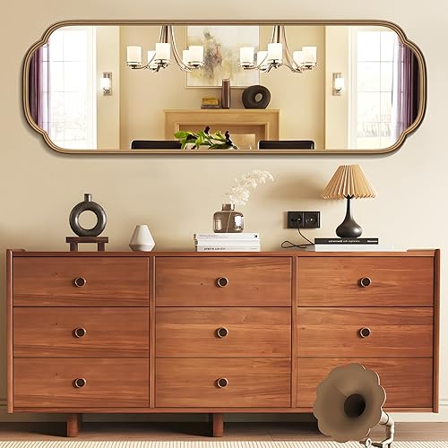 Miniatura 7 de Espejo largo dorado de longitud completa de 48 x 16 pulgadas para montar en la pared con marco de metal que no se oxida, espejo moderno de cuerpo