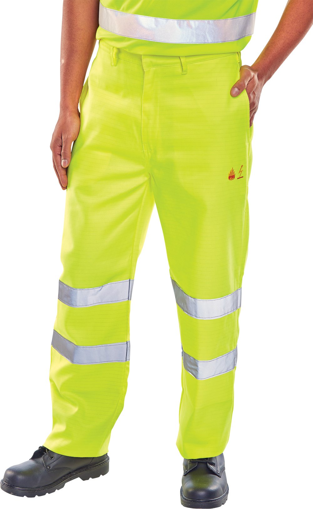 Beeswift Hi Vis Fire Retardant Anti Static Trousers Yellow 40