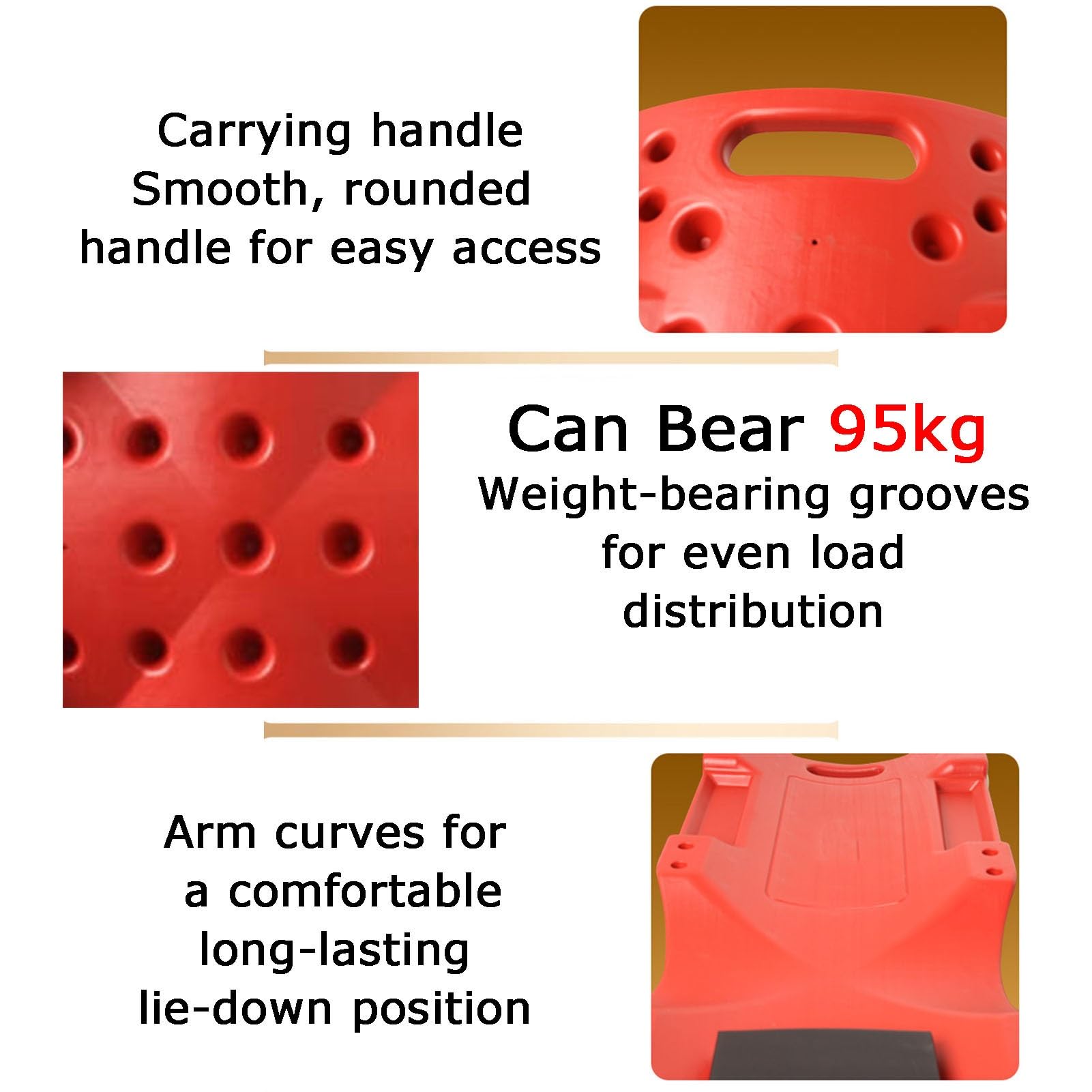Genérico Plataforma De Apoyo For Mecánicos, Deslizamiento Suave con Ranura For Herramientas,Capacidad Carga 95 Kg For Taller Mecánico(Black,91.8x42.8x9.4cm)