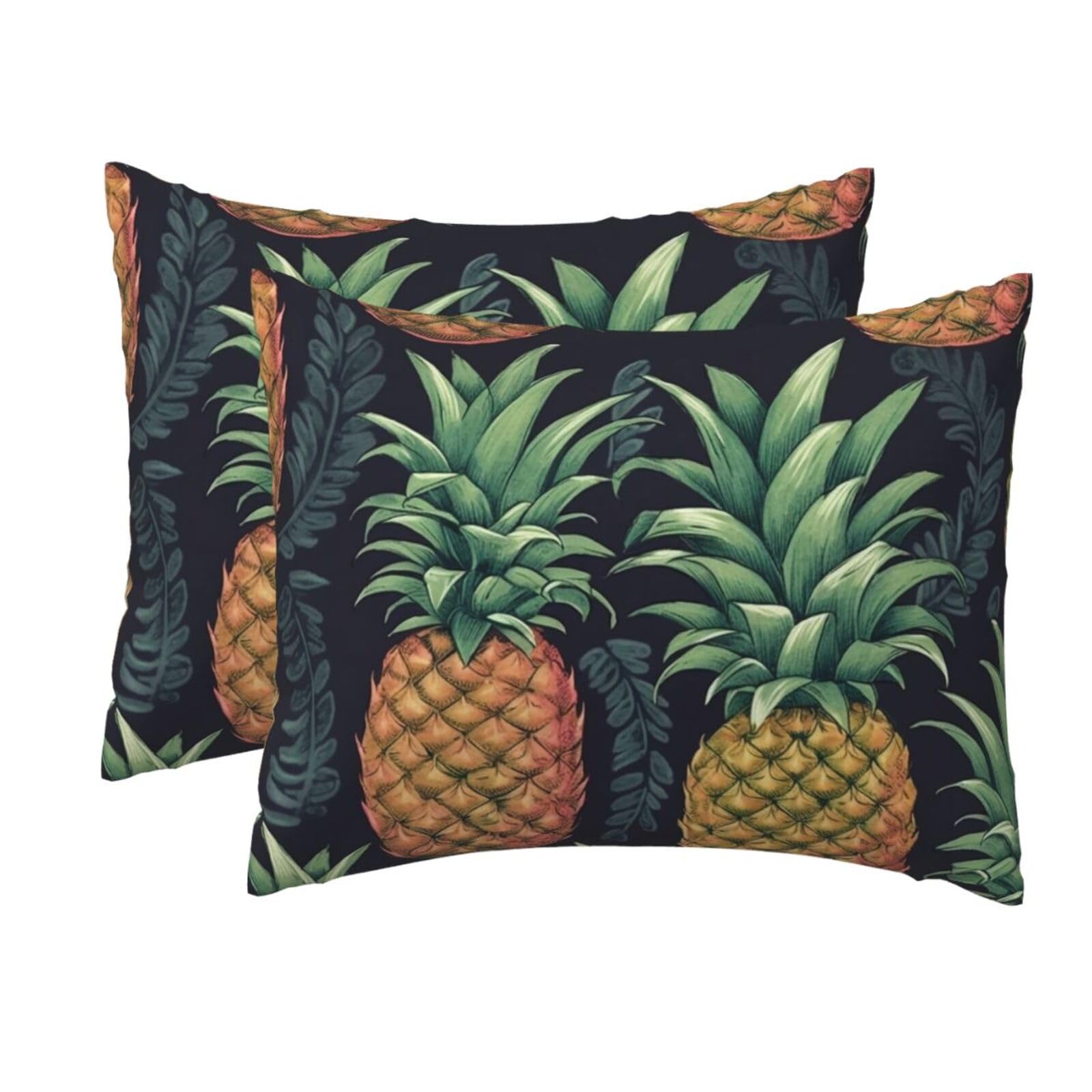 2 Pack Standard Size Pillow Cases for Hair and Skin Soft Breathable Pillow Case Covers with Hidden Zipper Pineapple Pillowcase 20x26 Inches Pillow Cover for Sleeping Gift