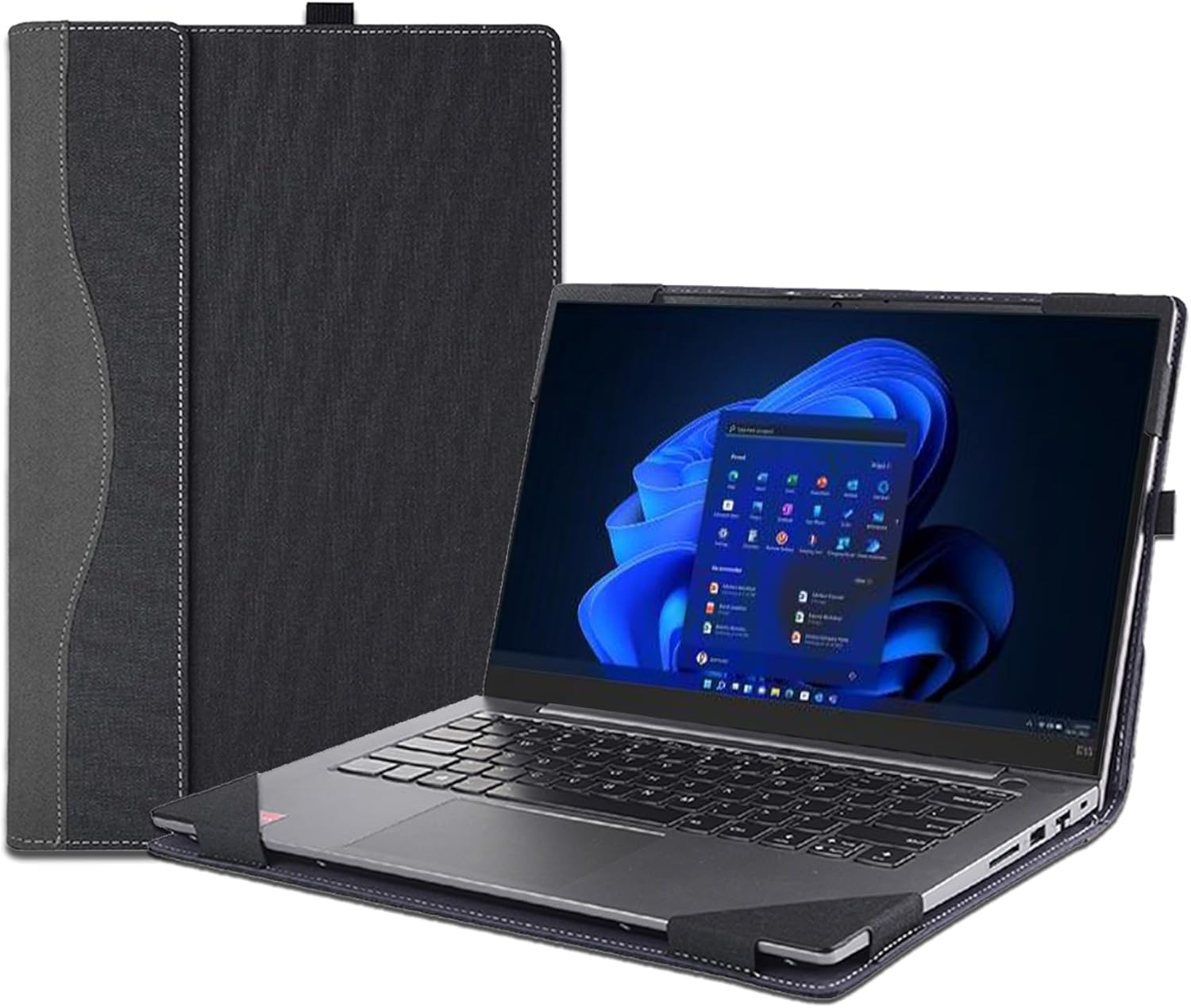 Laptop Cover Case for Lenovo ThinkPad E15 Gen4 3 2,15.6 inch PU Leather Two in one Laptop Bag Detachable Shell Notebook PC Protective Sleeve (Dark Grey)