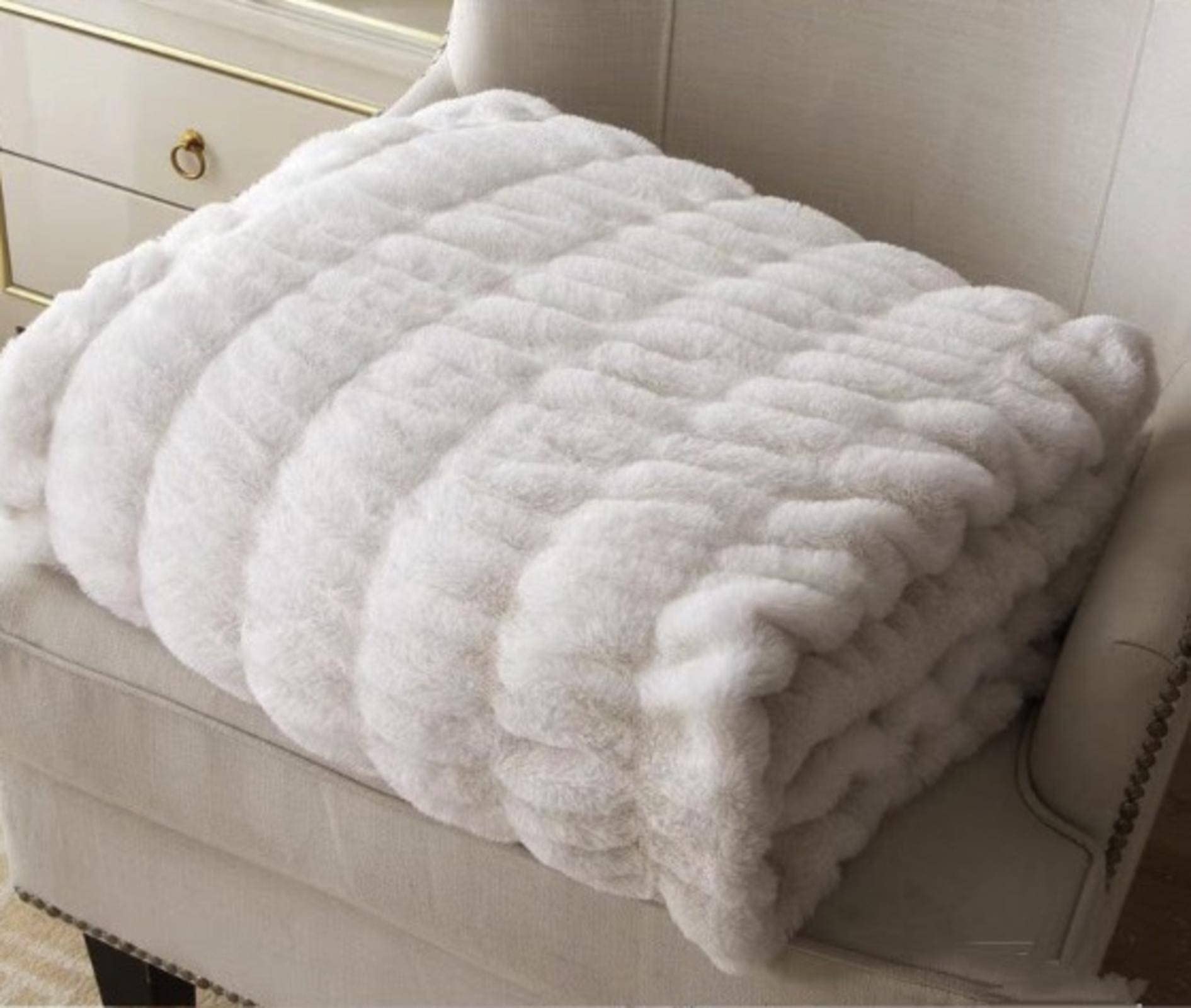 Cozy Bubble Rabbit Coperta Bayeta, morbida e delicata sulla pelle, per l'inverno, elegante copridivano, leggera, lussuosa, perfetta per casa e viaggi