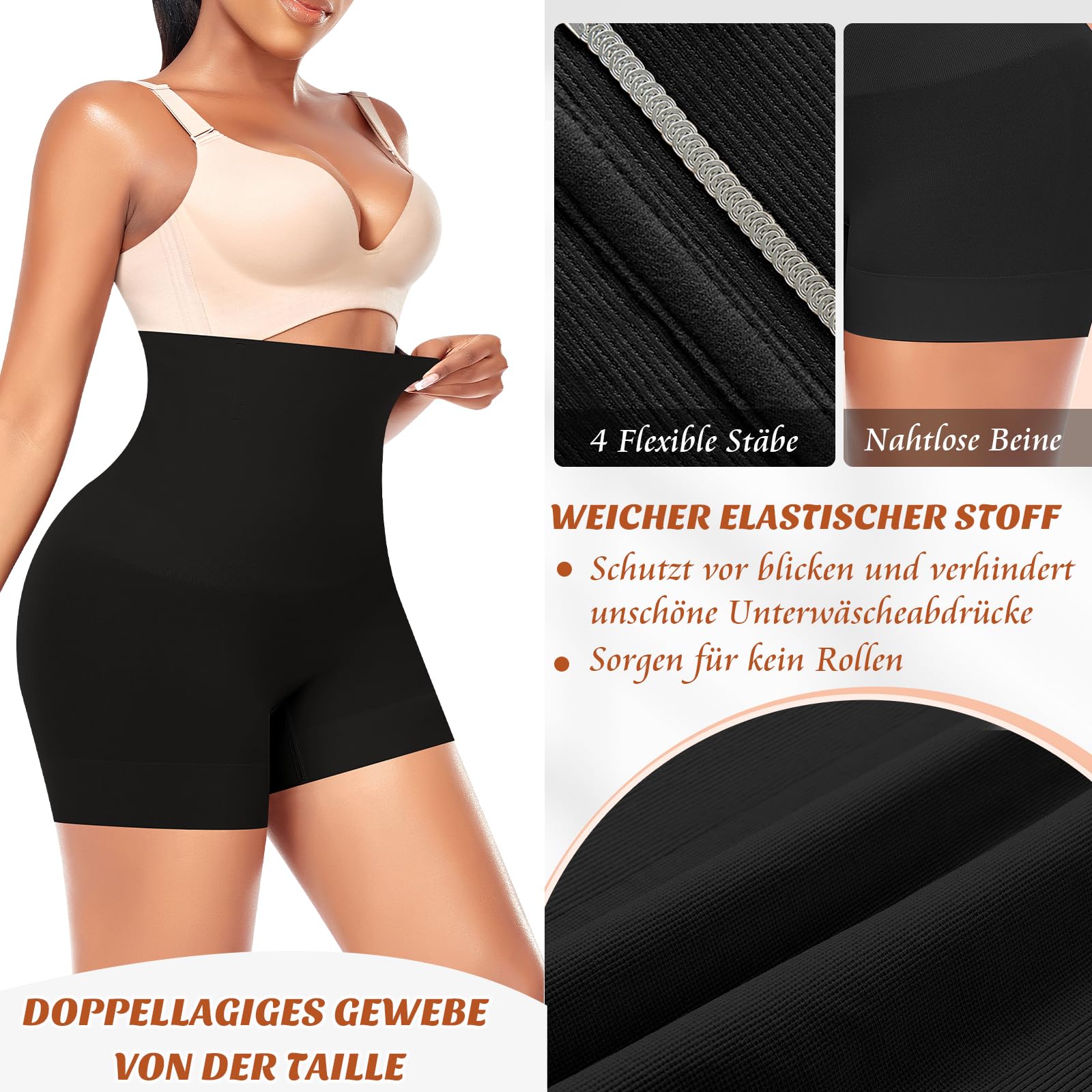 YARRCO Culotte gainante pour femme - Sans coutures - Taille haute - Courte - Body Shaper - Legging gainant - Sous-vêtements gainants