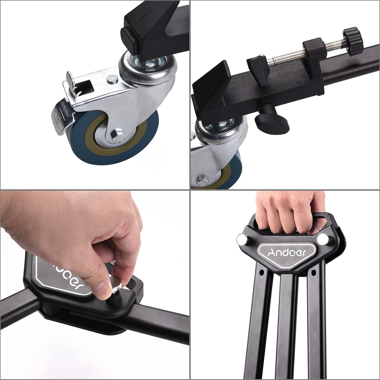 Andoer Professional Dolly Heavy Duty Photography Tripod Base Stand Wheels Max Load 15kg for Video Shooting of Camera Camcorder