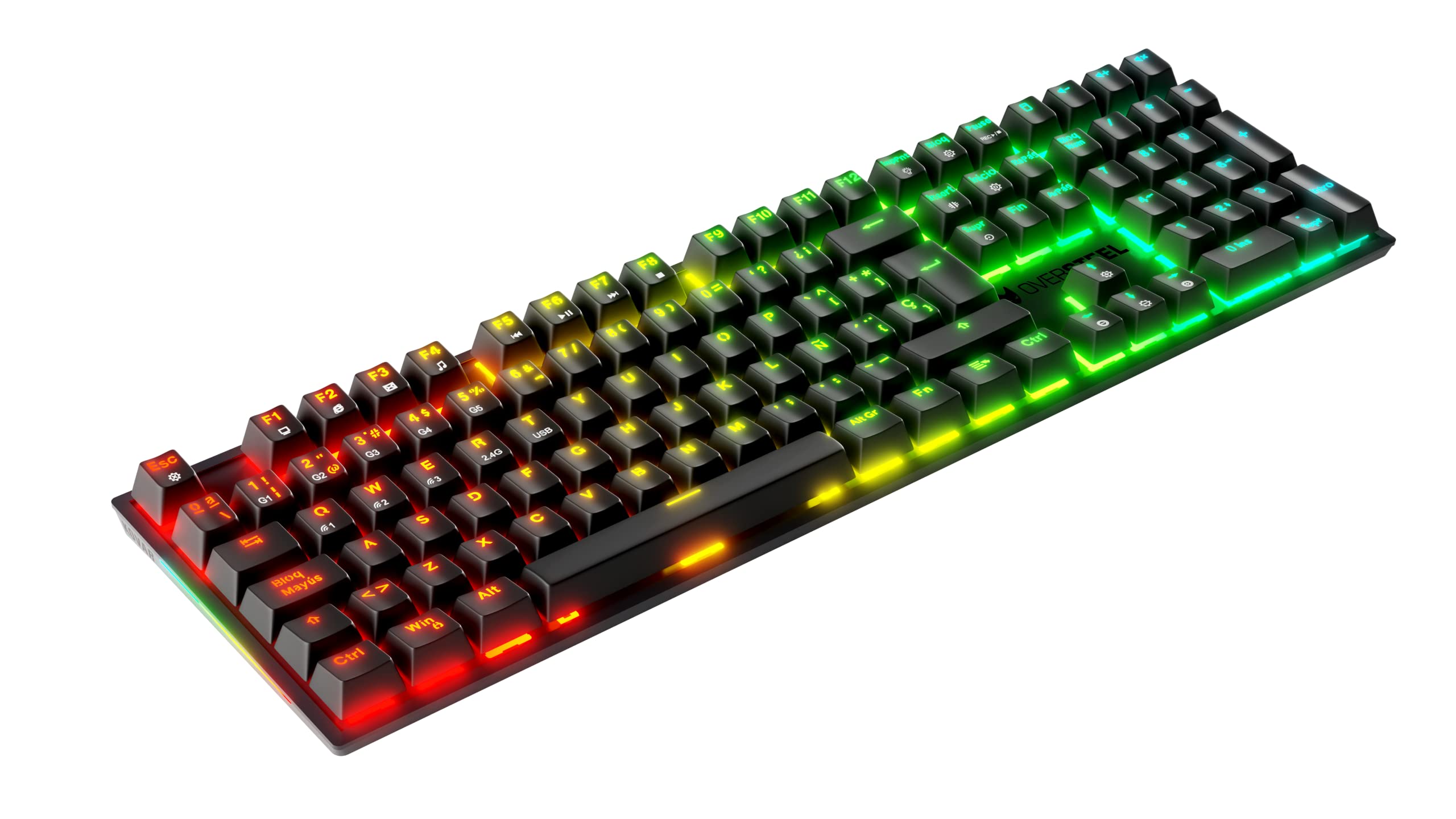 Oversteel - KOVAR Teclado Gaming Inalámbrico, Retroiluminación RGB, Switch Mecánico Outemu Red, Anti-Ghosting, Layout Español PC/MAC/Android