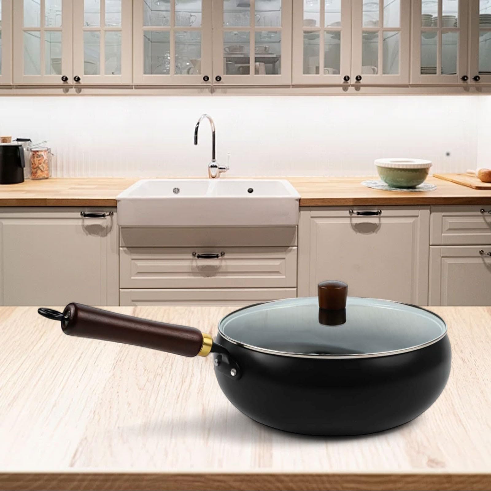 Handgeschmiedeter Eisenkochtopf 26,5cm Big Belly Design(28cm pot+L glass lid)