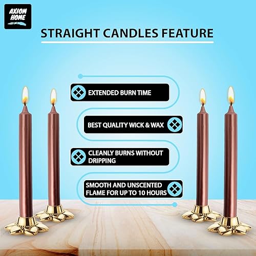 Miniatura 227 de Axiom Candles Velas altas sin goteo de 10 pulgadas sin perfume y sin humo, 9 horas de tiempo de combustión, velas cónicas para el hogar, cenas