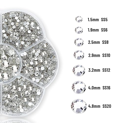 Miniatura 2 de Juego de 240 piezas de diamantes de imitación para uñas diamantes de imitación de cristal AB con parte trasera plana mezcla de 12 estilos joyas de