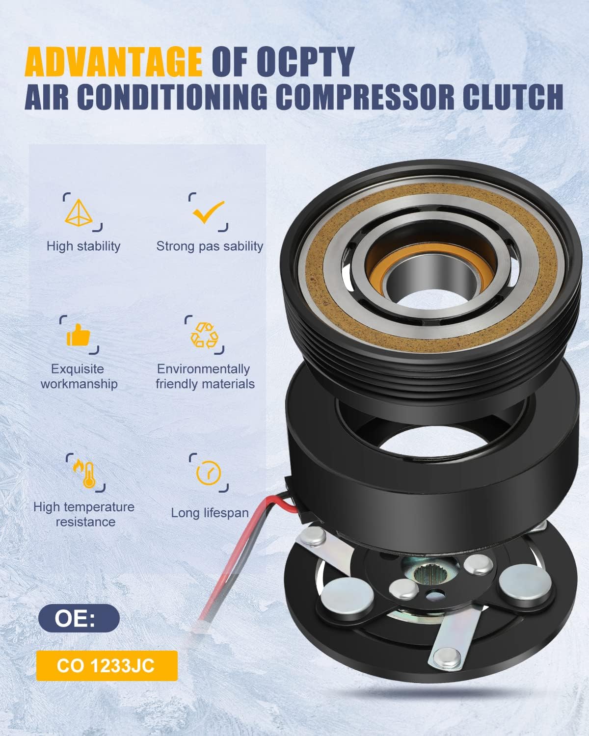 OCPTY AC Compressor Clutch for 1998-2002 2003 2004-2006 for Audi for TT for TT Quattro for Volkswagen for Type1 for Golf for Jetta 1.8L 1.9L 2.0L 2.8L 3.2L 77541 204-1510 1J0820803B 4717003