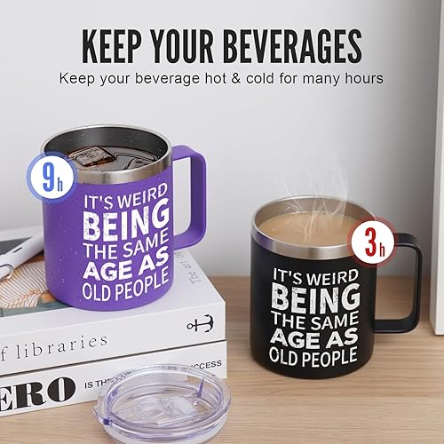 Miniatura 9 de NOWWISH Regalos para mujeres, vaso de 40 onzas con asa y pajita, regalos divertidos con texto en inglés "It's Weird Being the Same Age As Old