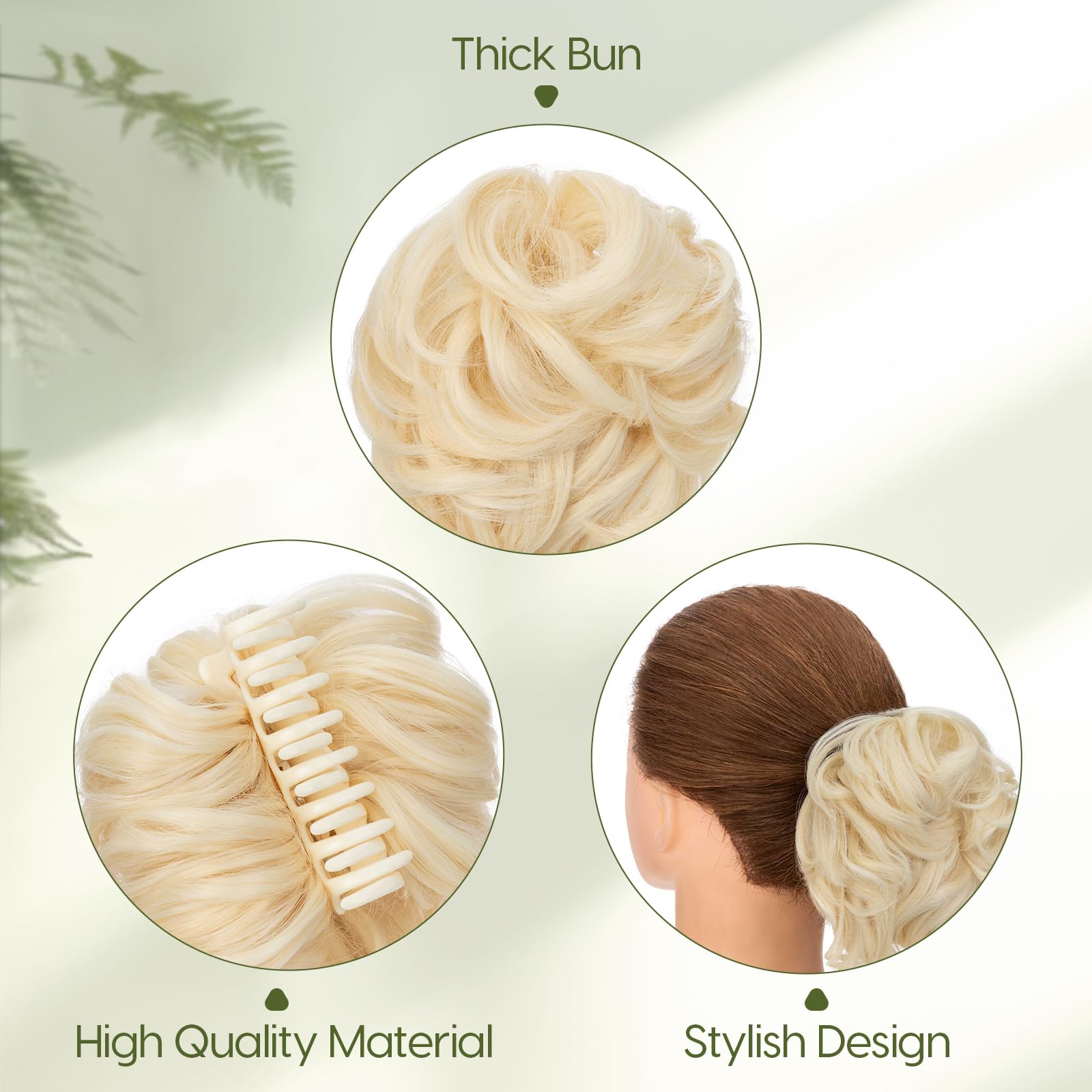 Benehair Messy Bun Hair Piece Wavy Curly Claw Clip Hair Bun Extensions Synthetic Hair Bun Donut Accessories Scrunchies Blonde Hair Pieces for Women(Blonde - Image 4