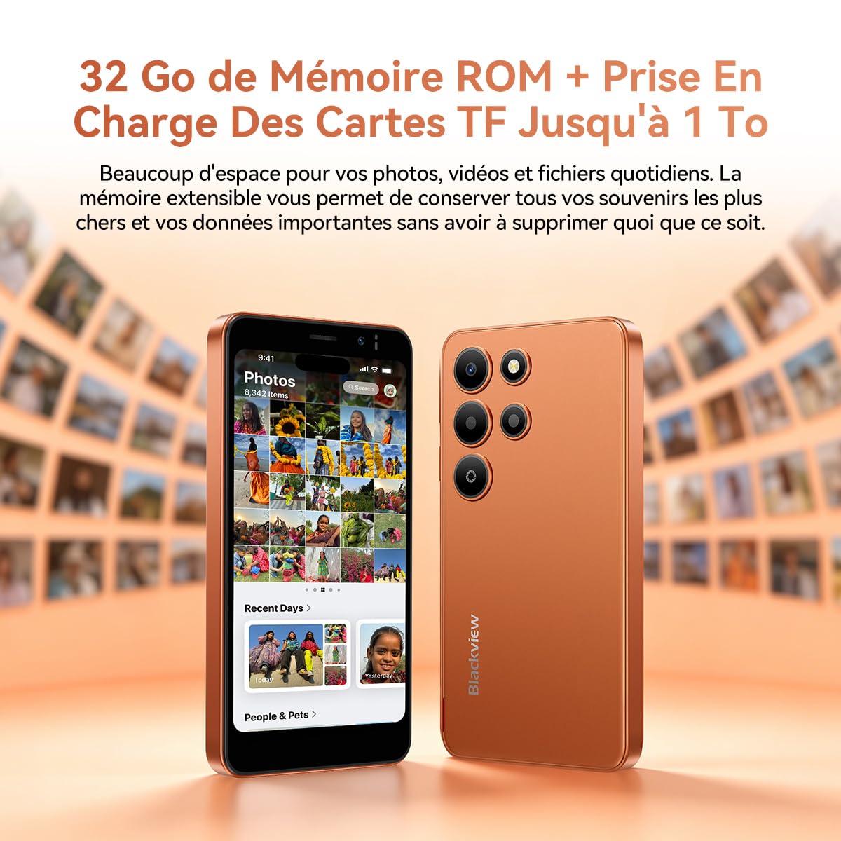 Blackview Wave 2C Telephone Portable Android 16 Smartphones, 12Go+32Go/1To Processeur Octa-Core, 5.0" Smartphon Pas Cher 4G Dual SIM, Téléphone WiFi 5G/3.5mm/Face ID/3 Card Slots/3Ans Garantie