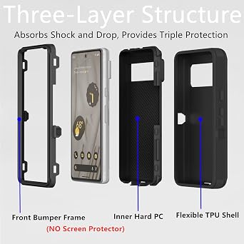 for Google Pixel 7 Case, Heavy Duty Protective Case Dustproof Shockproof Drop Protection, 3 in 1 Rugged Cover for Google Pixel 7 (Black)
