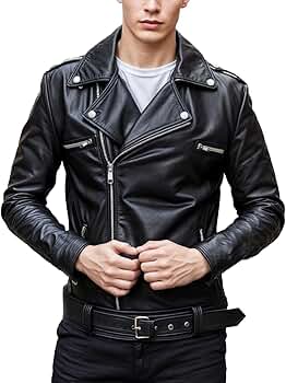 Amazon.com: Men's Motorcycle Faux Leather Jacket - Black Leather