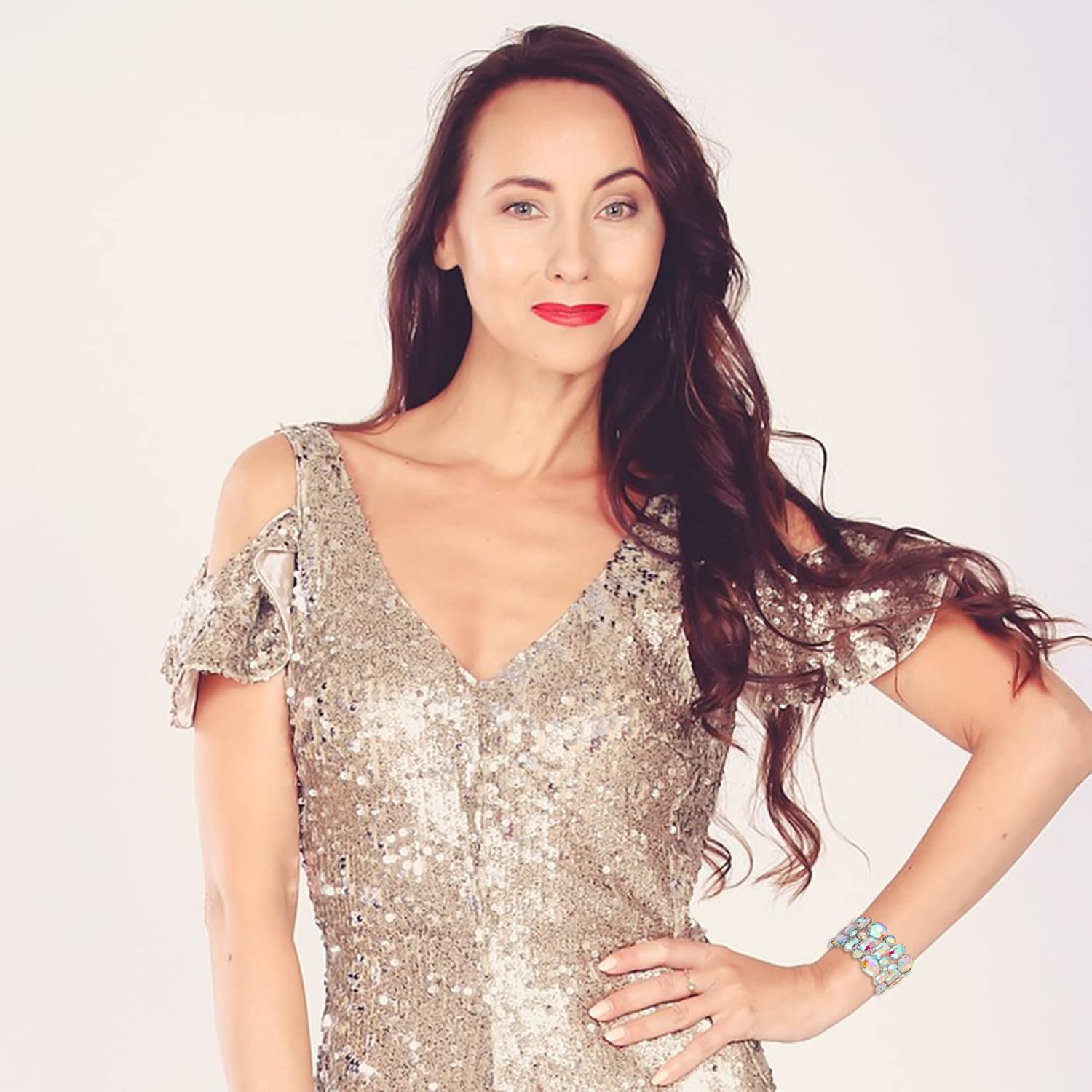 Crysdue Marquise Wedding Bracelet for Brides Bridesmaid, Austrian Crystal Art Deco Elastic Stretch Bracelet for Wedding Party Prom - Image 2