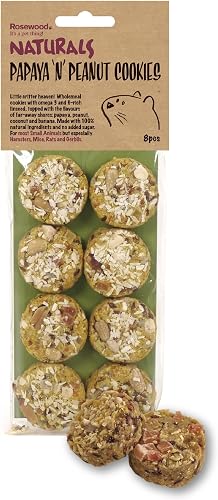 Rosewood Naturals Papaya 'n' Peanut Cookies, Small Animal Treats for Hamsters, Gerbils, Mice and Rats, 80g