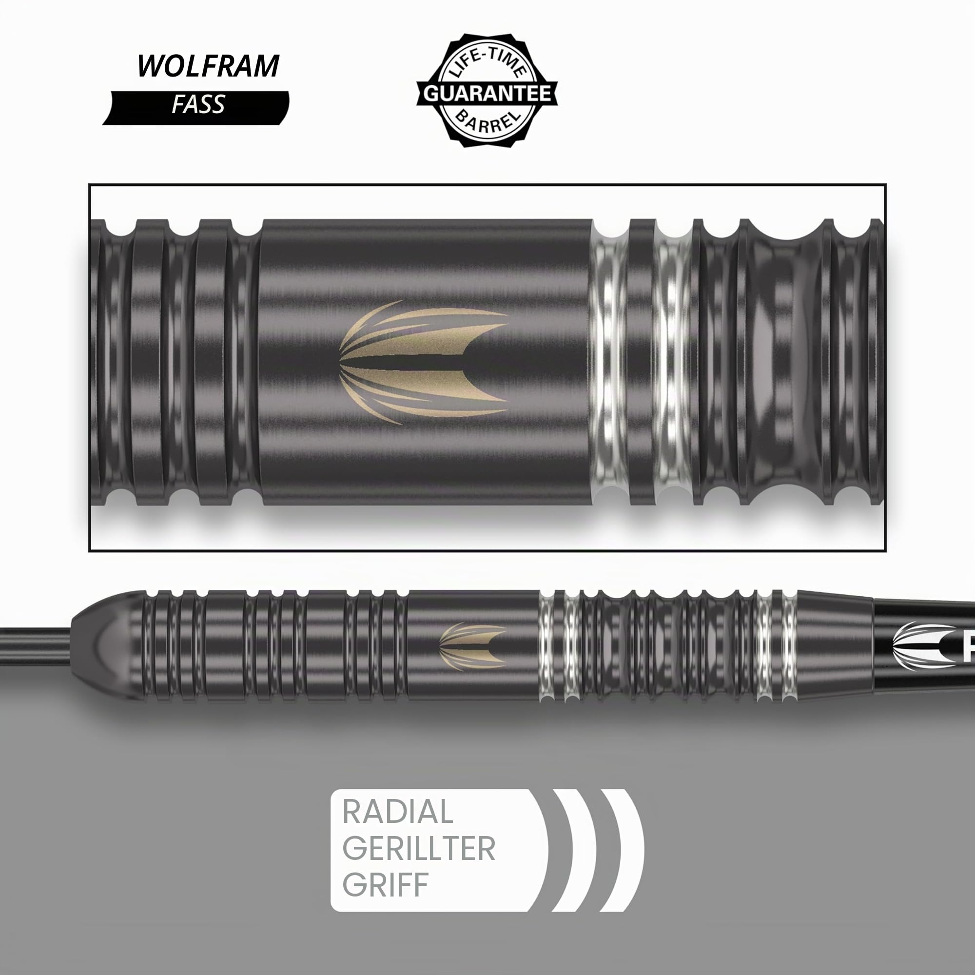 Target Darts Ares 22G/23G/24G Wolfram Stahlspitze Dart Satz Dartpfeile - 6 Pro Grip Schäfte - 9 Pro Ultra Dart Flights – Dart Wallet - Dart Counter App Coupon Bundle