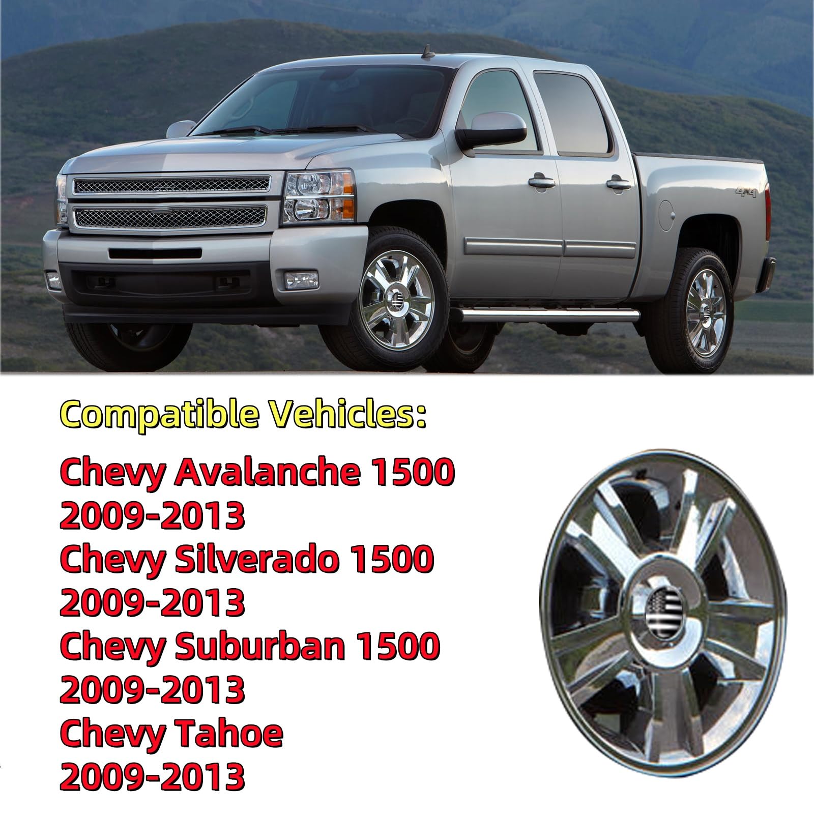 4 szt. 19 cm 19 cm 19.1 cm chromowana czapka środkowa koła z USA gwiazdy i paski flaga naklejka na Tahoe Silverado Avalanche 2009-2014 samochód ciężarówka felga koła piasta kołpaki pokrywa kołpaki