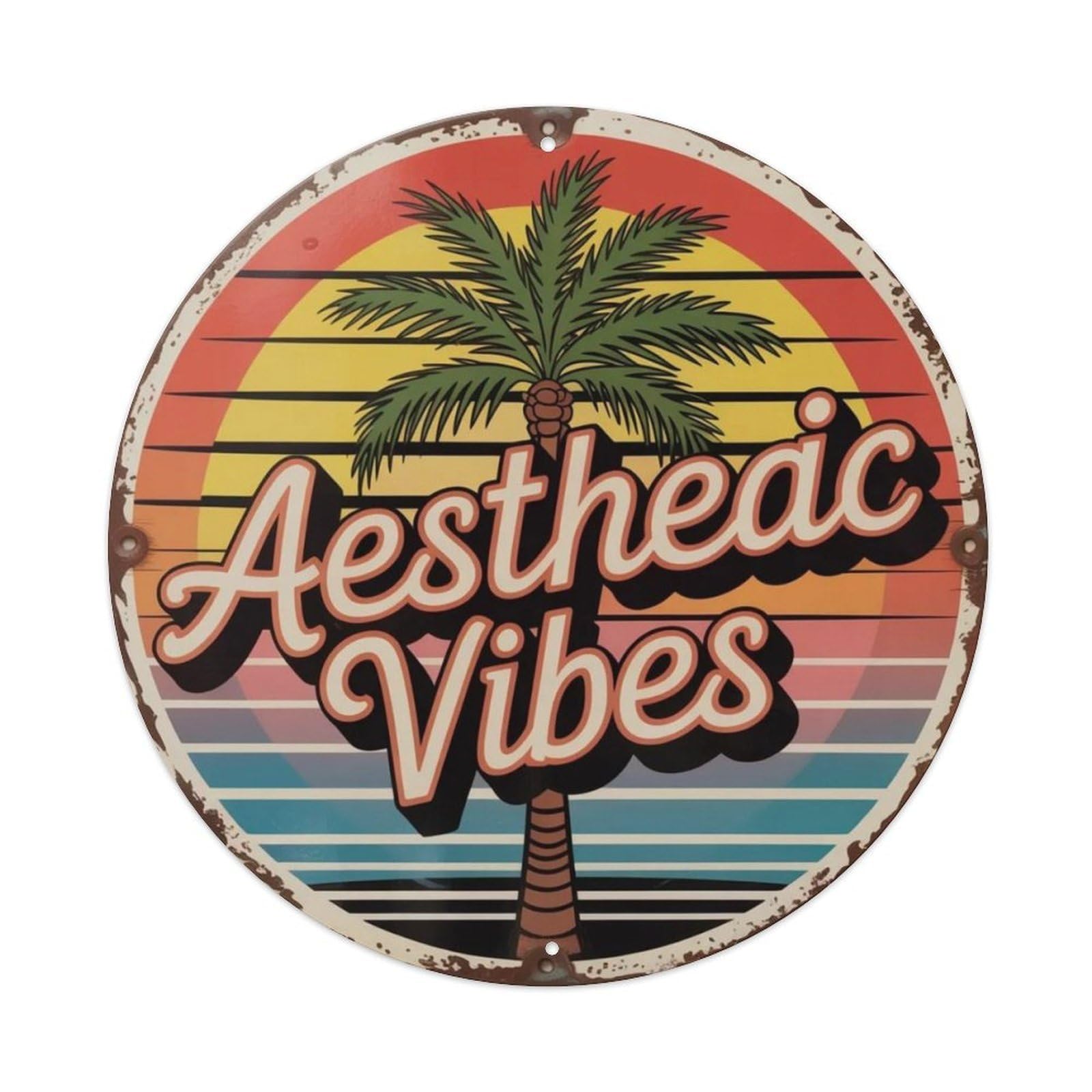 Aesthetic Vibes Vaporwave (1) - 副本 Metal Tin Sign Plaque