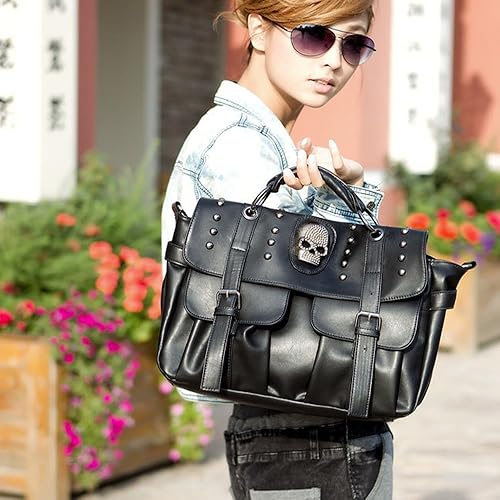 Miniatura 5 de Fivelove - Bolso de hombro con asa superior para mujer, con remache, tamaño mediano, bolso de mano