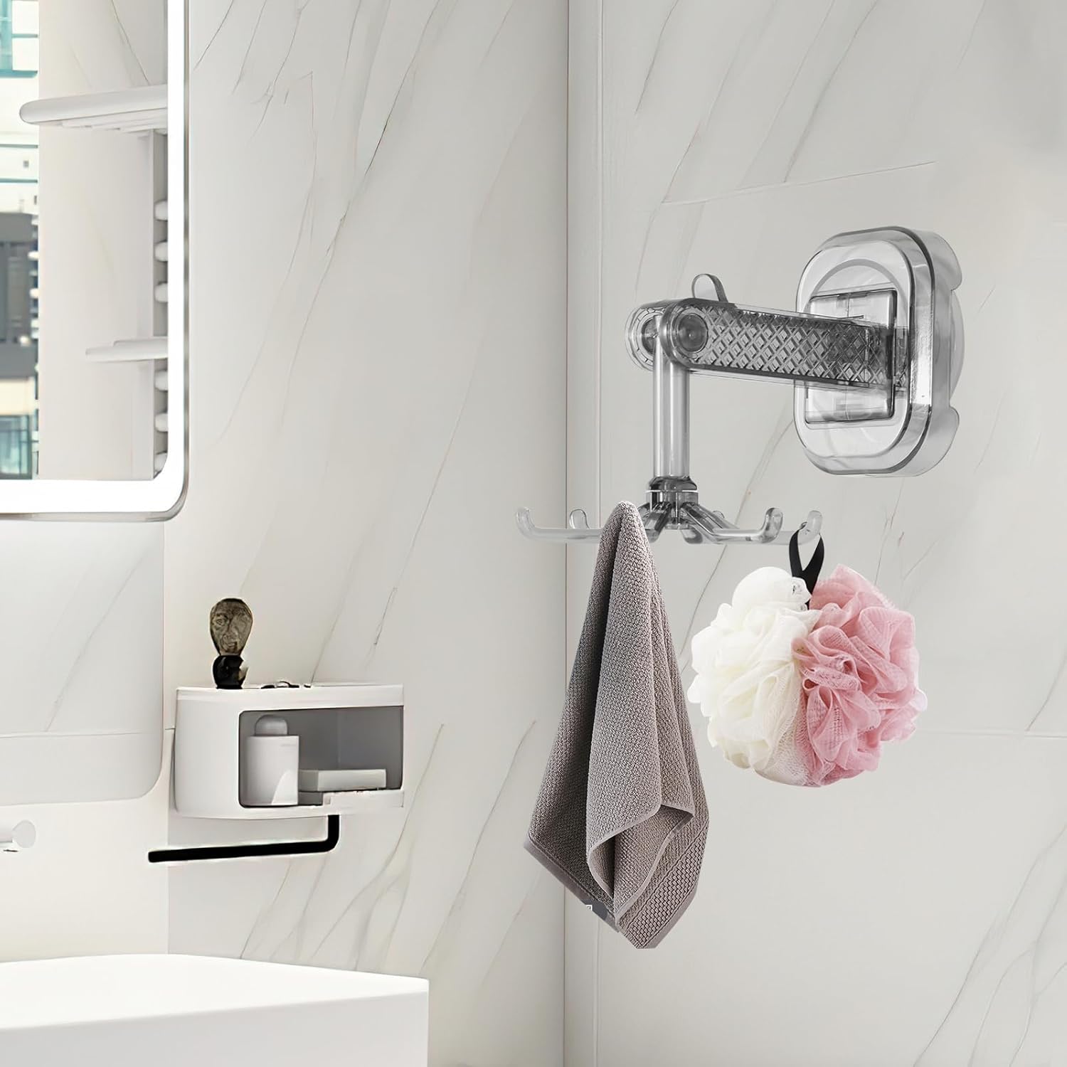 Rotating Folding Hook, Waterproof Kitchens Utensil Hanger 360 Degrees Practical Multipurpose Under Cabinets Hooks Hanging Utensils Rack