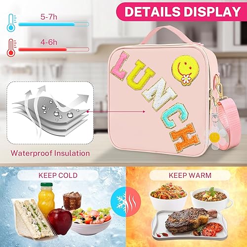 Miniatura 2 de Lonchera aislada para niñas, lonchera preparatoria para niñas adolescentes, bonita bolsa de almuerzo para niñas para niños, bolsa enfriadora grande