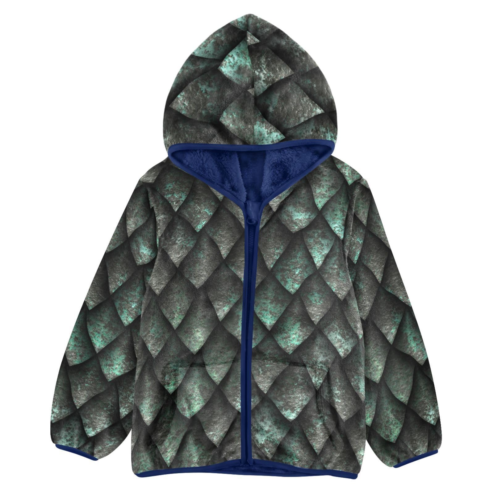 Aflyko Boys Fleece Coat Blue Zip-Up Hoodie Girls Outerwear Kids Hooded Jacket