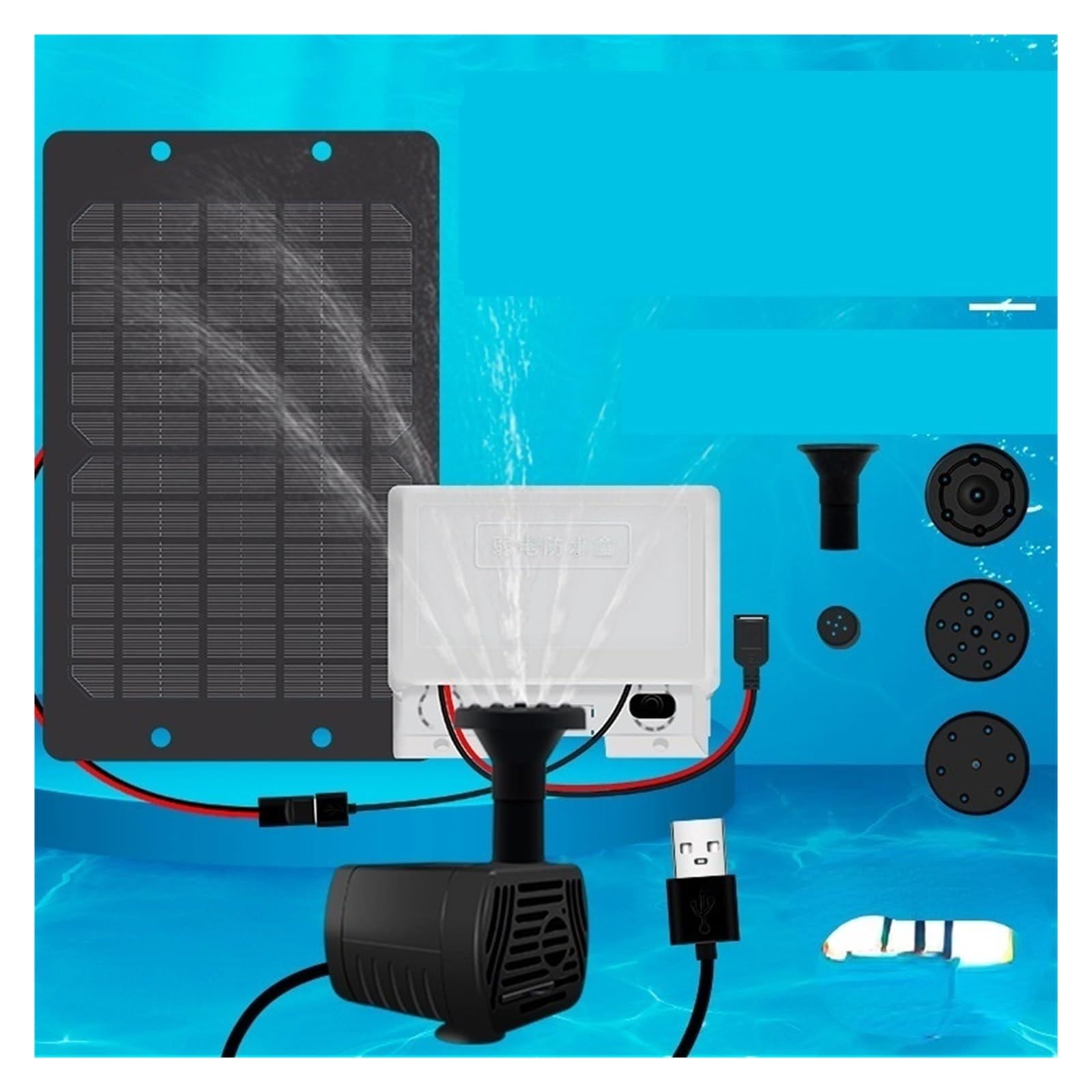 Fontana solare, Pompa dell'acqua galleggiante for la decorazione del giardino Pompa dell'acqua senza spazzole DC Piscina all'aperto Micro Spray Wave Maker Decorazione dell'acquario(5w board 4 battery)