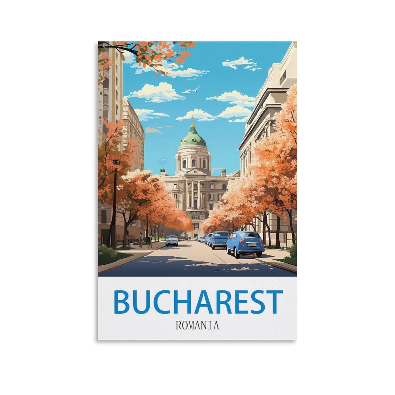 EZMLFA DIY Painting by Numbers Oil Painting Gift for Adults Children，Bucharest Romania Painting by Numbers Kits Living Room Bedroom Wall Decoration 30x40CM