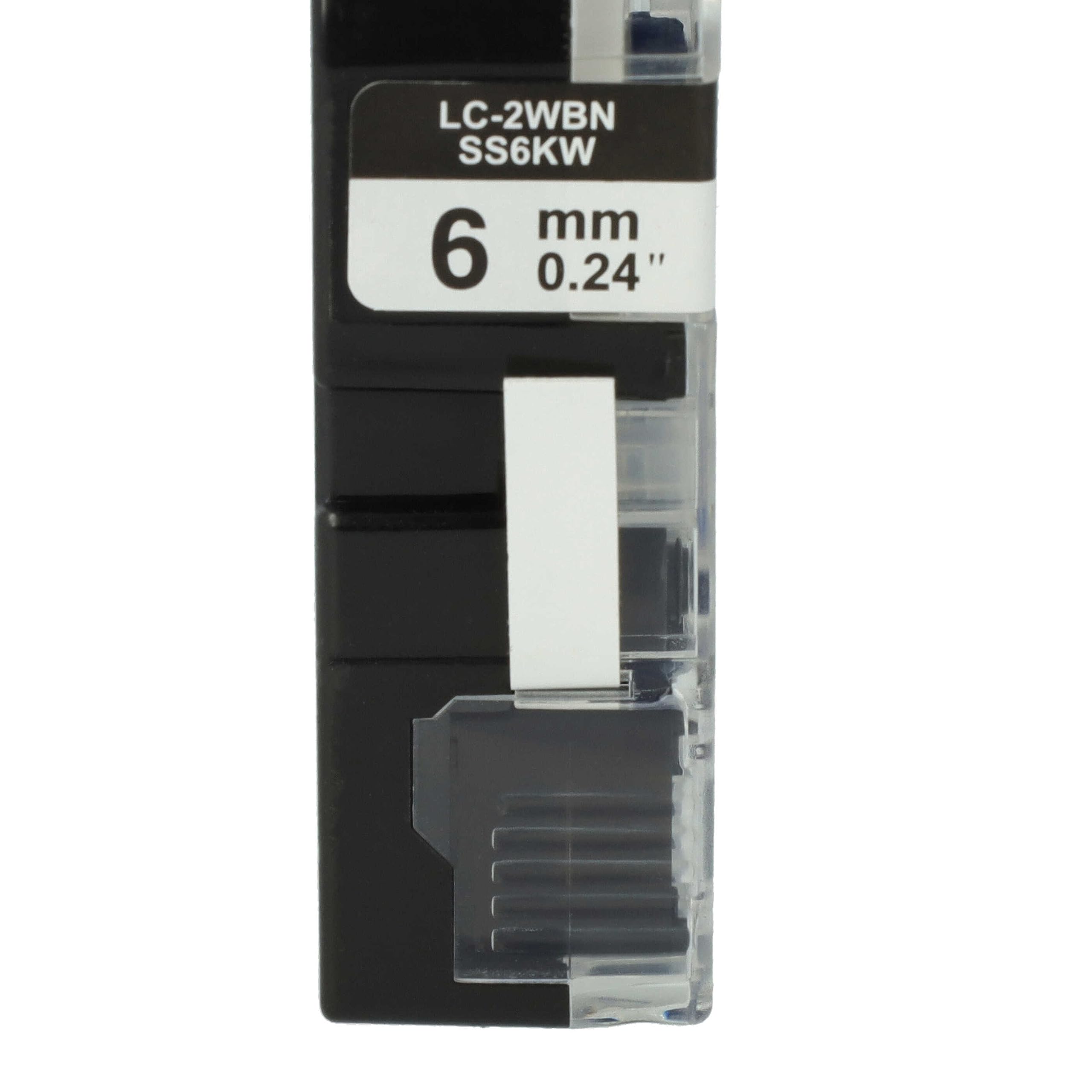 vhbw 50 x zamiennik taśmy do drukarki etykiet Epson LC-2WBN do drukarki etykiet 6 mm, czarny na białym tle