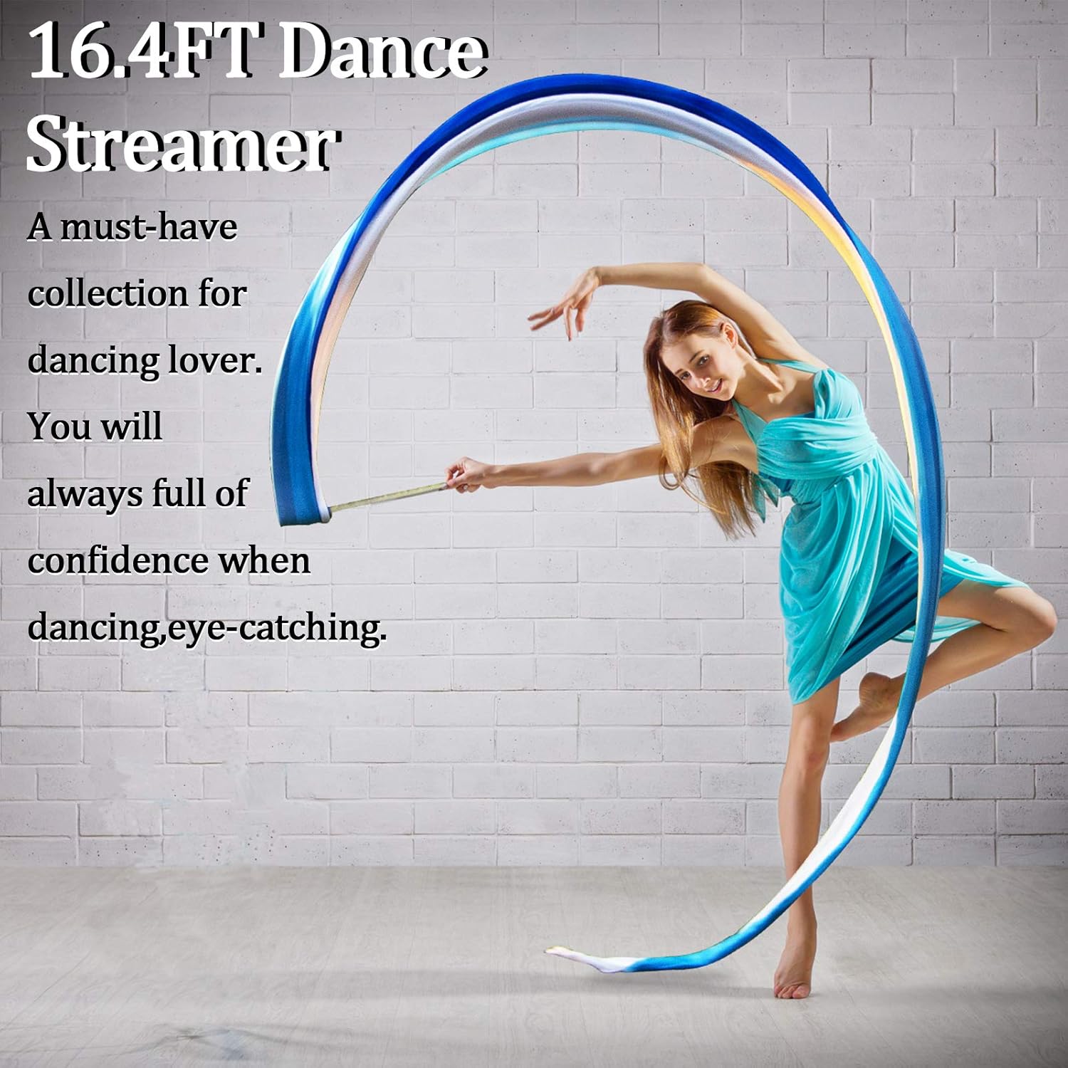 KIKIGOAL 16.4FT Dance Streamer Gymnastics Dance Ribbons Belly Dance Real Silk Ribbon Throw Streamer with Rod for Talent Shows, Artistic Dancing, Baton Twirling, Church Praise etc