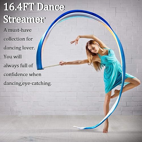 Miniatura 9 de KIKIGOAL - Cinta de seda real para bailes de gimnasia, para bailar el vientre, bailar el vientre, con barra para espectáculos de talento, bailes