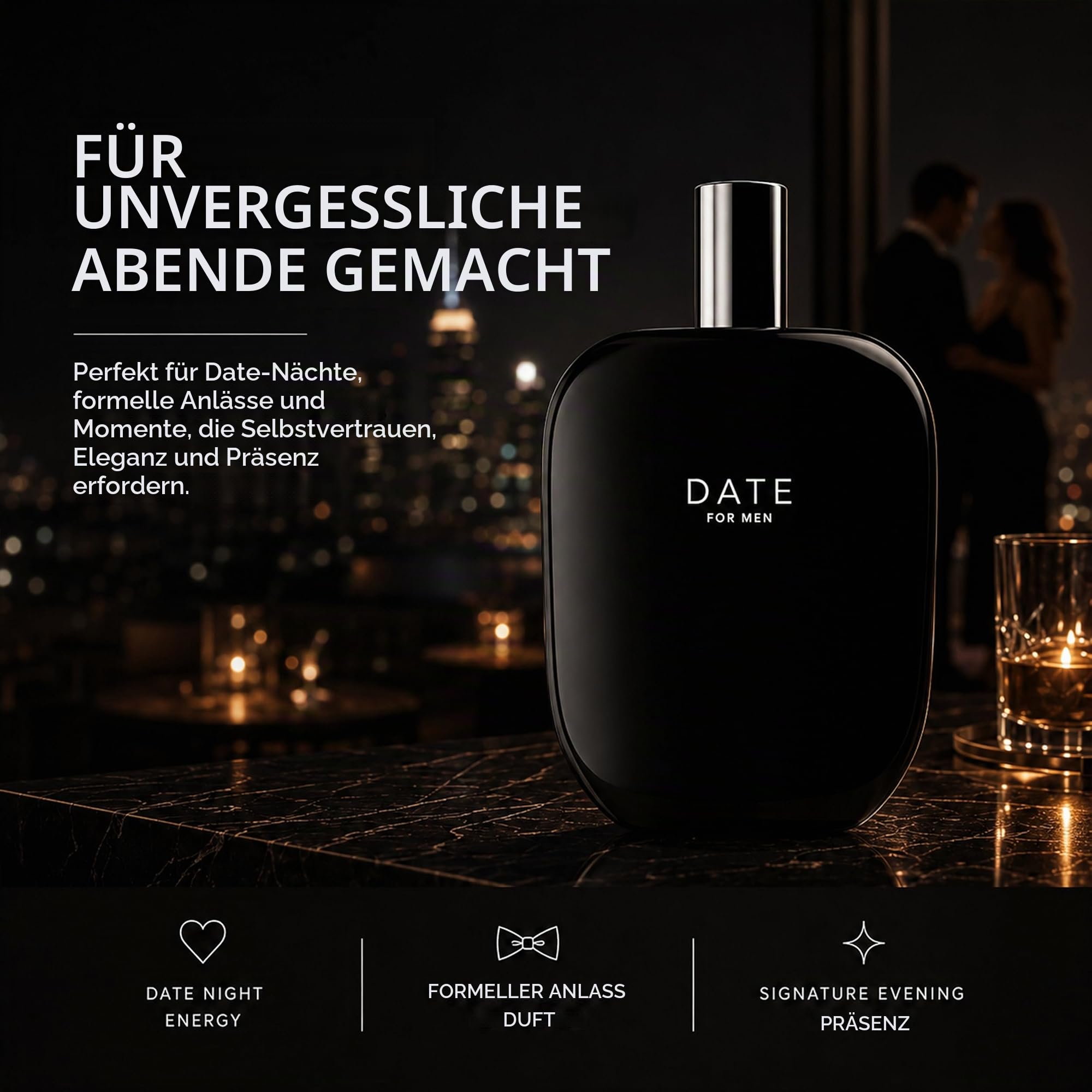 Fragrance One | Jeremy Fragrance DATE for Men | markanter Herrenduft | Fruchtig Orientalisch Frisch | Eau de Parfum für Herren | Intensiv | langanhaltend | Perfekt für ein Date | 100 ml Flasche in Box