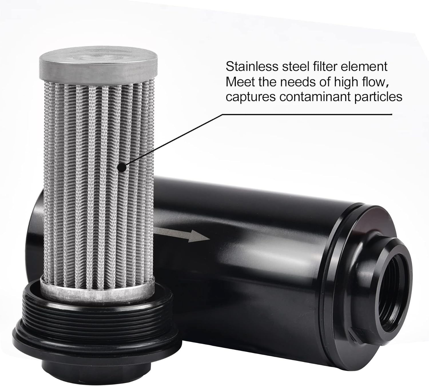EVIL ENERGY 30 Micron Inline Fuel Filter with 6AN 8AN 10AN Adapter Universal 60MM