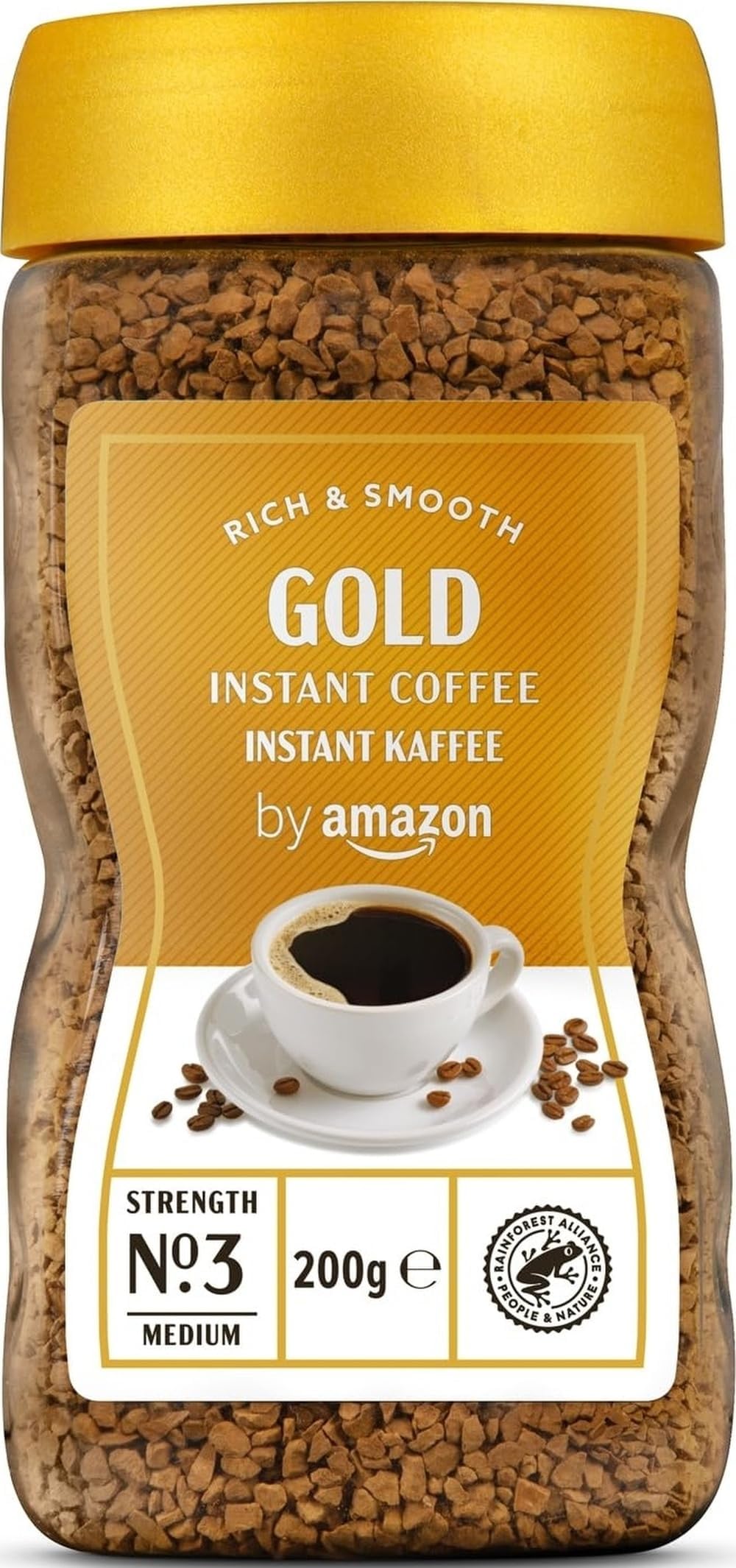 by Amazon Gold Instant Coffee, Medium Roast, 200g, Rainforest Alliance Certified