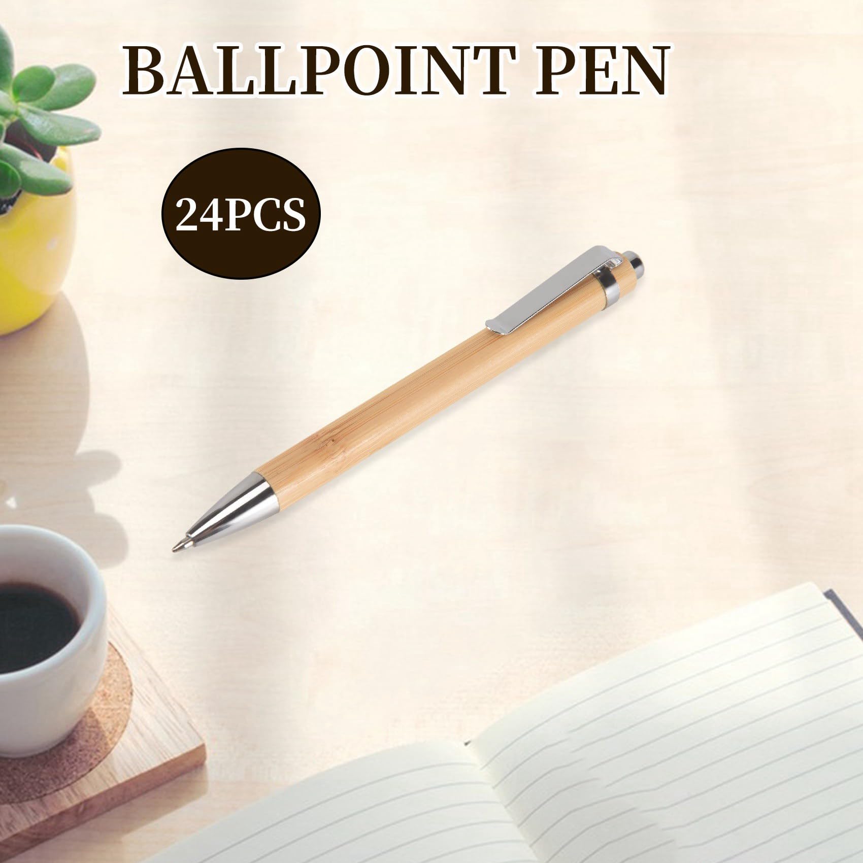96 Pezzi Penna un Sfera Retrattile nel Bambù Inchiostro Nero 1 mm Penne per Prodotti per Ufficio Penna un Sfera nel Bambù Penne un Sfera nel Legno