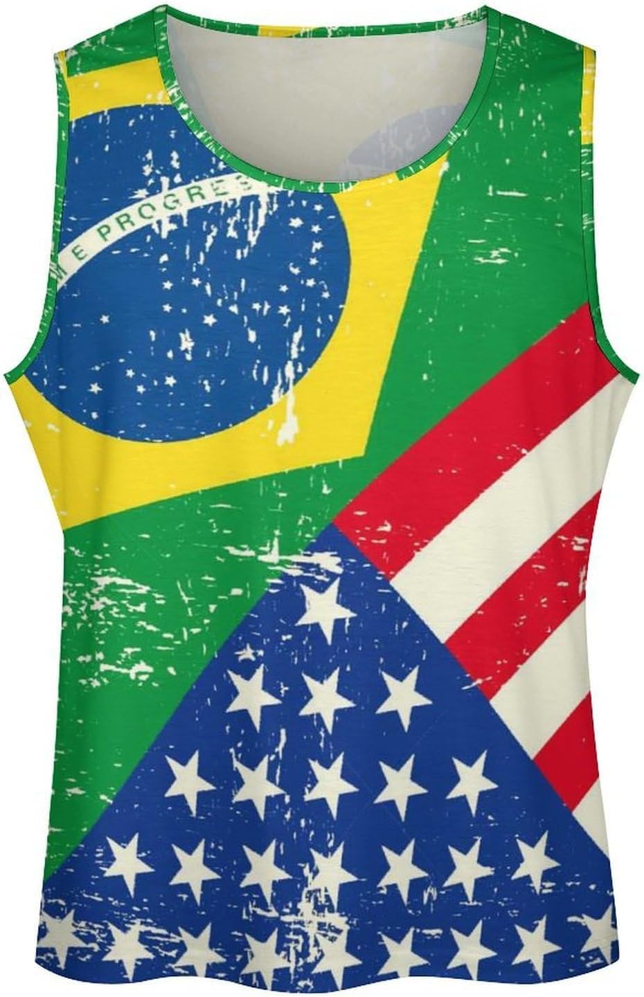 Am-ericans-and Brazil Flag Mens Tank Tops Sleeveless Muscle Shirts Beach Casual Gym Shirt Vest Tee Tops