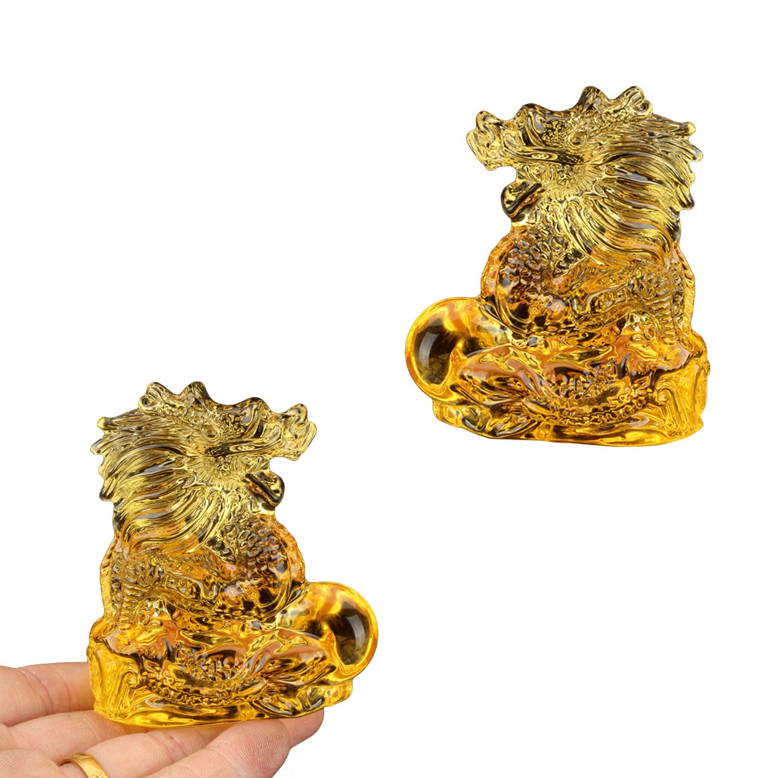 龍 置物 金 干支 辰 置き物 風水 龍の置物 金運 開運 招福 縁起物 グッズ 竜 金龍 辰年 置物 正月飾り リビング 玄関 インテリア 新年 贈り物 (クリスタル ゴールド)