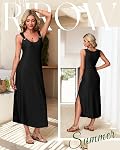 RIROW Womens Summer Maxi Dresses Sleeveless Spaghetti Strap Boho Sundresses